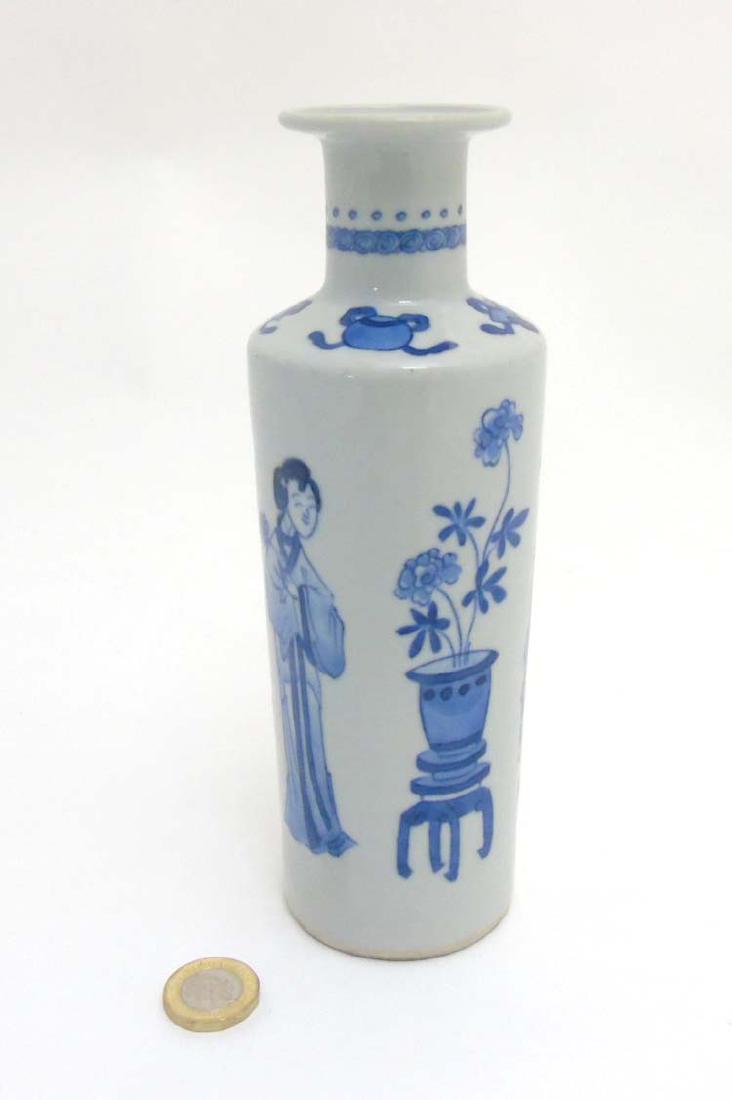 A Chinese Blue and White vase of tall cylindrical form (1 of 6)