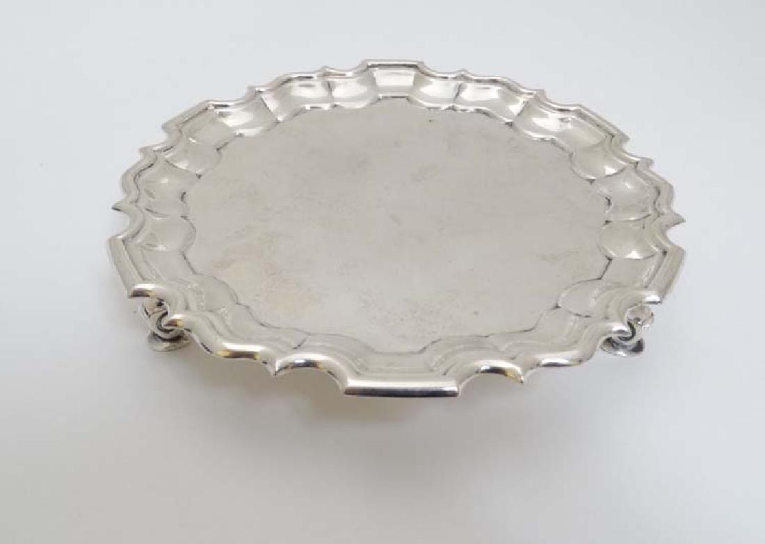 A silver visiting card tray / small salver hallmarked (1 of 4)