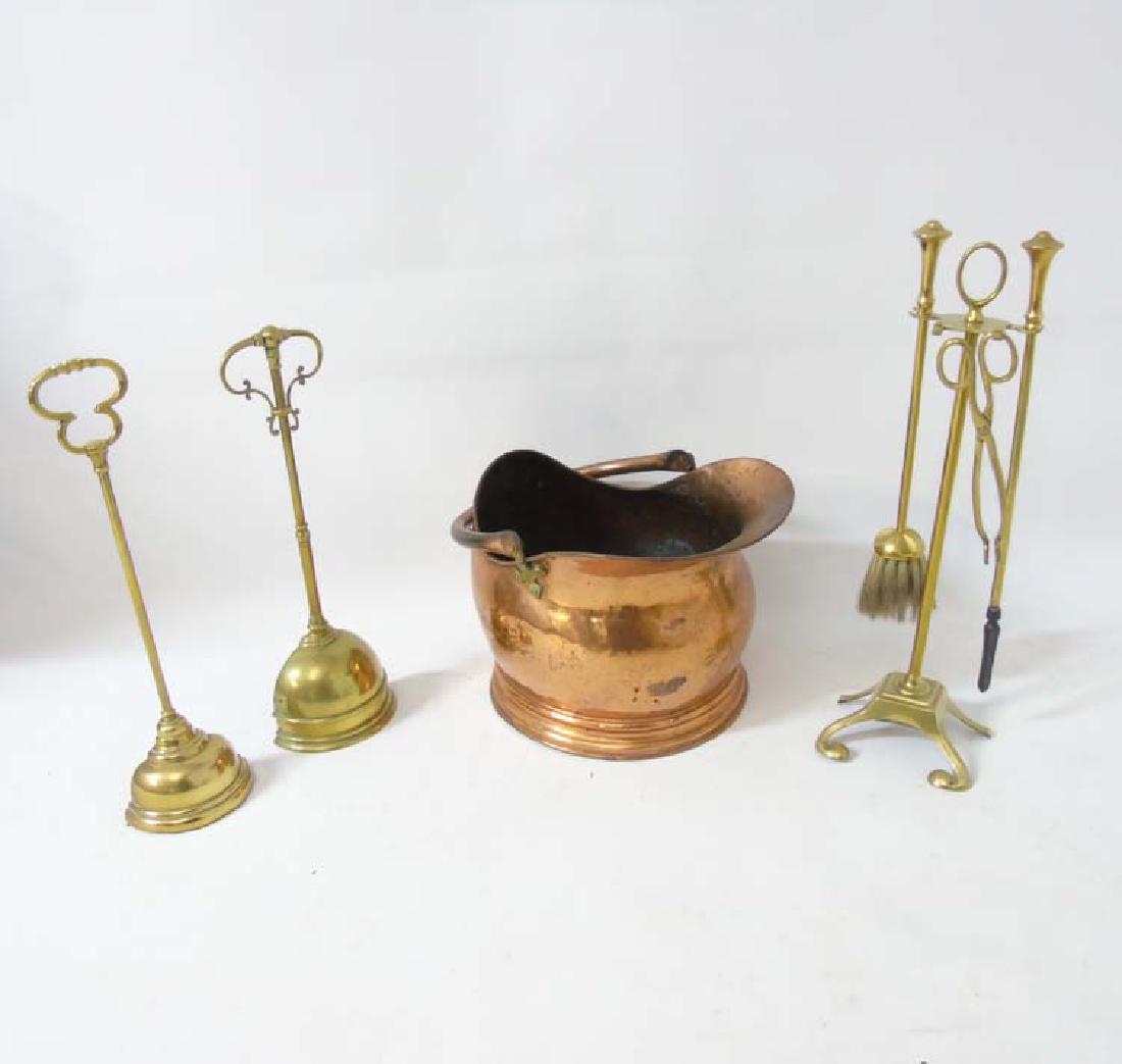Assorted brass / copper comprising 2 19thC weighted (1 of 5)