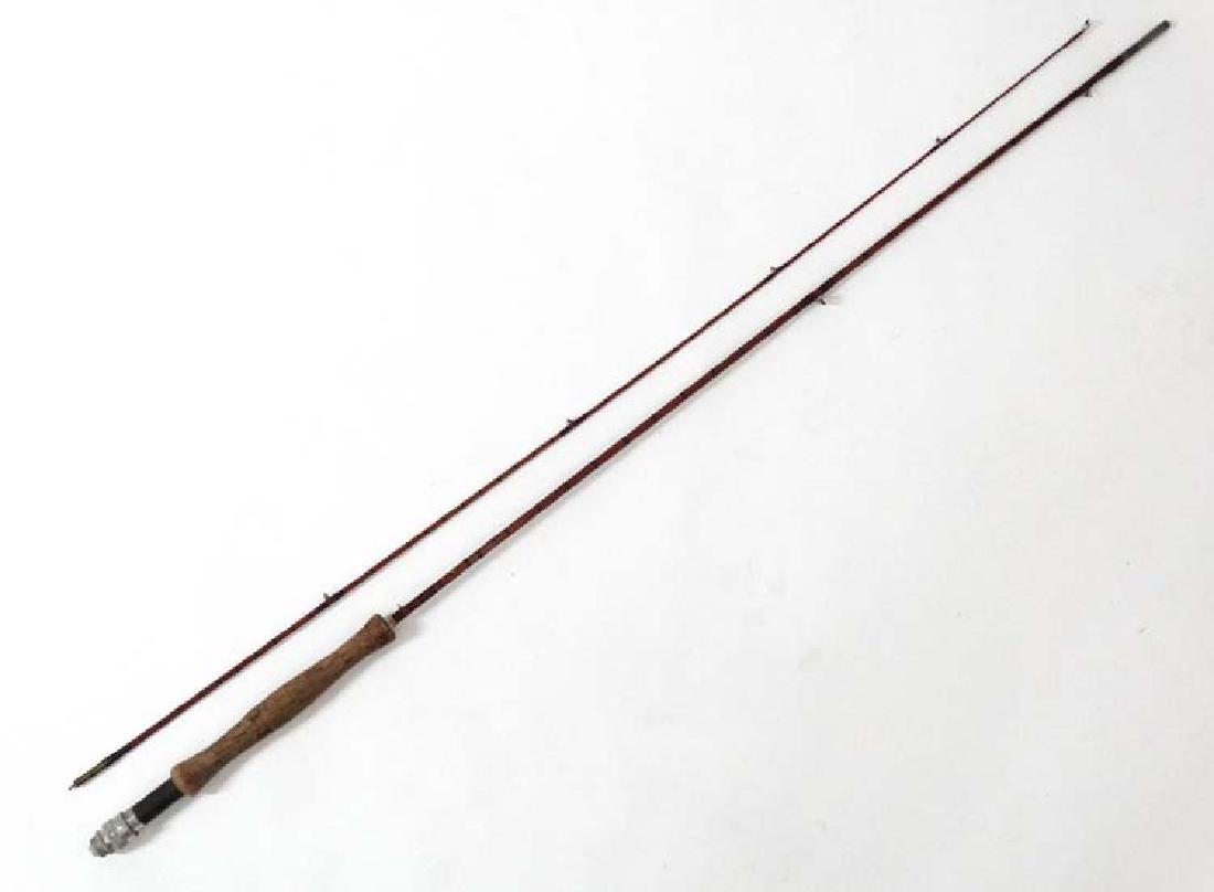 Fishing :A traditional AE Rudge & Son, Redditch 7' 4'': Fishing :A traditional AE Rudge & Son, Redditch 7' 4'' , 2 piece split cane bound single hand fly rod ' The Prince ' with shaped cork handle and an associated cloth case