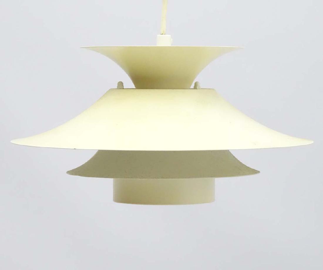 Vintage Retro : A Danish designed Lyfa Pendant light /: Vintage Retro : A Danish designed Lyfa Pendant light / Lamp , model ' Desiree ' labelled , with white livery , measuring 13'' diameter