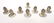 A set of 6 silver plate table place card settings /