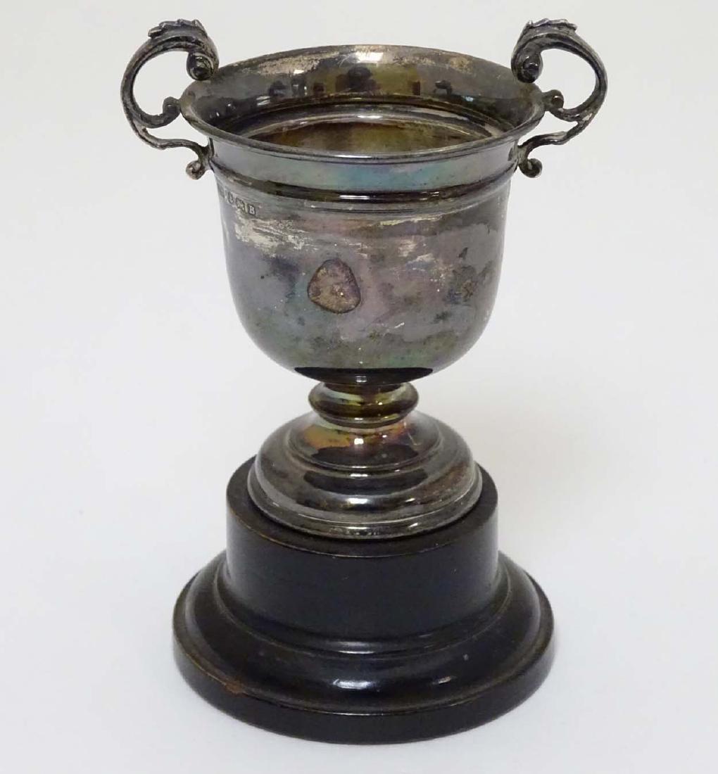 A small pedestal trophy cup with twin handles on a (1 of 7)
