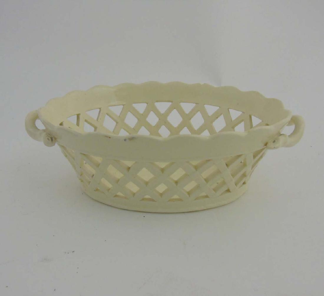 A creamware basket weave chestnut bowl with pierced (1 of 7)