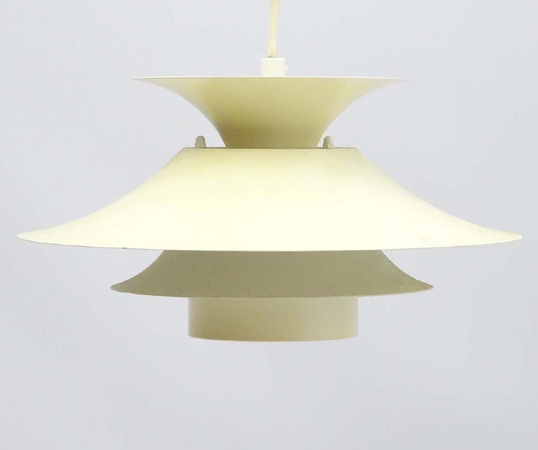 Vintage Retro : A Danish designed Lyfa Pendant light /: Vintage Retro : A Danish designed Lyfa Pendant light / Lamp , model ' Desiree ' labelled , with white livery , measuring 13'' diameter