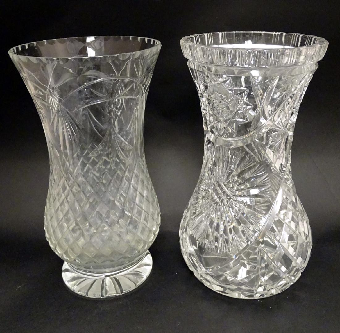 Two large cut crystal / glass vases, 10 1/2'' high (2) (1 of 6)