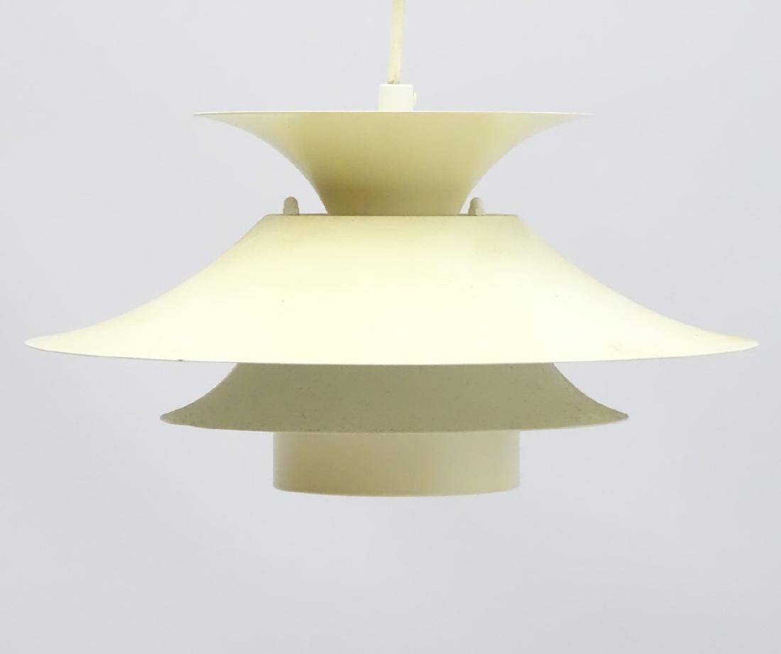 Vintage Retro : A Danish designed Lyfa Pendant light /: Vintage Retro : A Danish designed Lyfa Pendant light / Lamp , model ' Desiree ' labelled , with white livery , measuring 13'' diameter