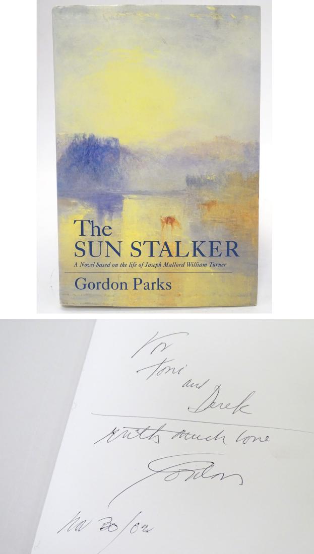 Book: an autographed book 'The Sun Stalker: a novel: Book: an autographed book 'The Sun Stalker: a novel based on the life of Joseph Mallord William Turner' by Gordon Parks, first edition, published by Ruder Finn Press, New York, 2002, signed and inscri