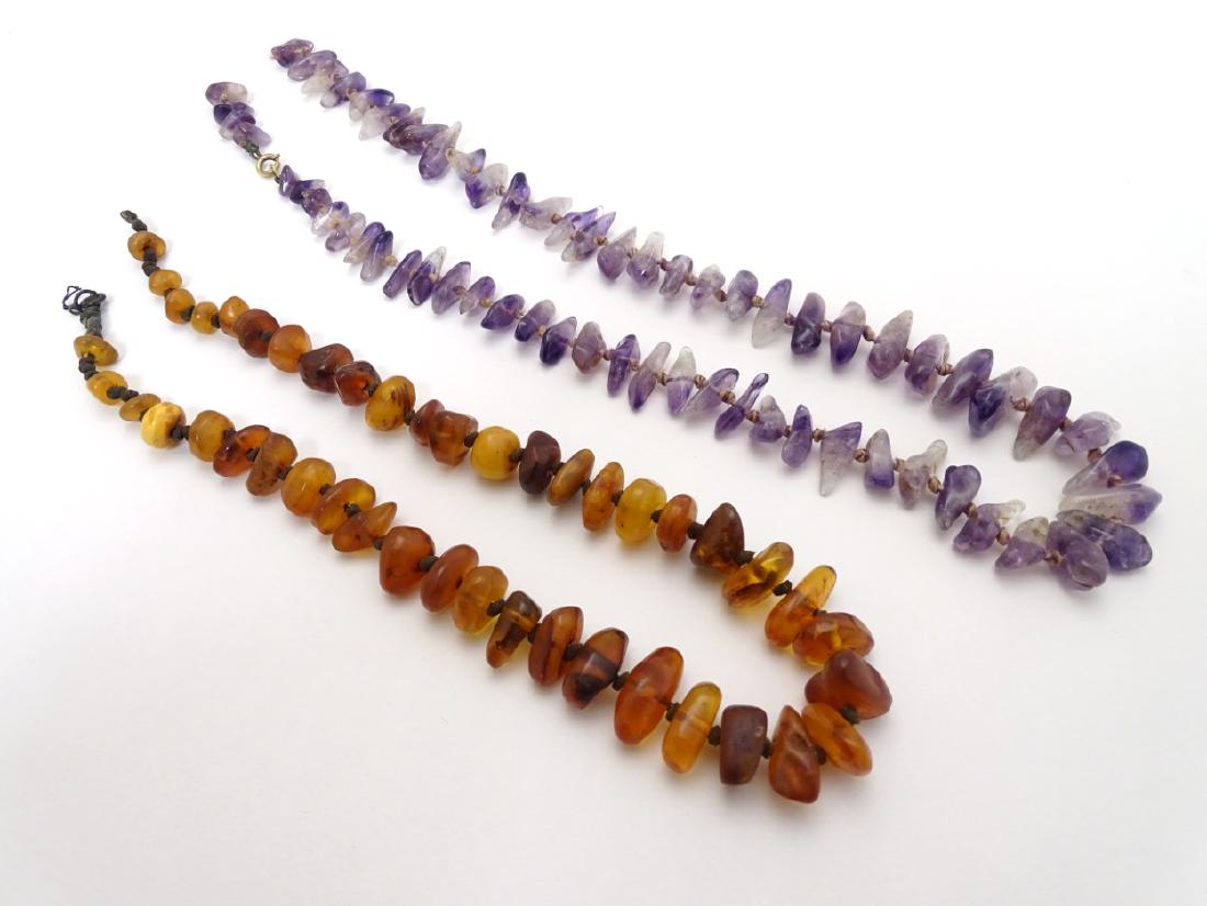 An amethyst hardstone bead necklace together with a (1 of 6)