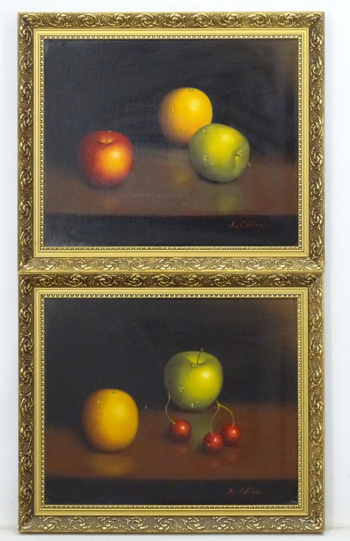 K. Cotton XX, Oil on canvas board , a pair, Still life