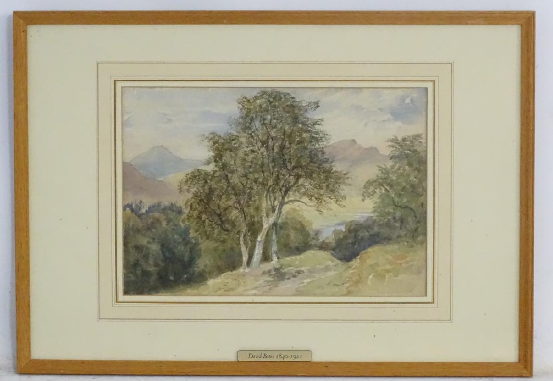 David Bates (1849-1921), Watercolour, A Welsh river in: David Bates (1849-1921), Watercolour, A Welsh river in the mountains, Labeled lower and ascribed verso. 7 1/2 x 10 3/4''