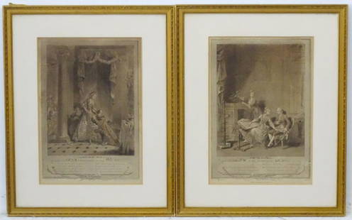 After Sigmund Freudenberger (1745-1801), Swiss 19 thC: After Sigmund Freudenberger (1745-1801), Swiss 19 thC Etching and engraving , a pair circa 1774 'l'Occupation ' & 'L' Evenement Au Bal ' Aperture 13 1/2 x 9 1/4''