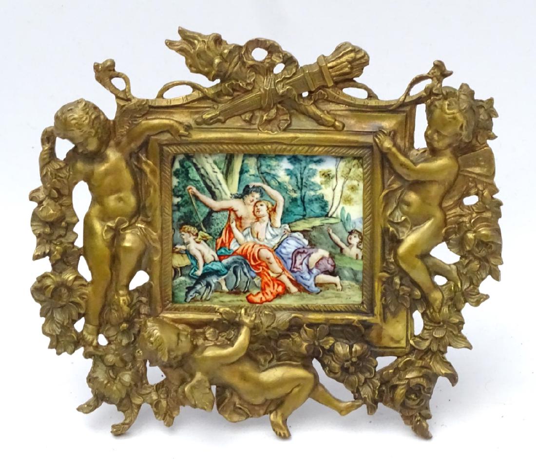 A miniature enamel , late 20 thC, Square enamel plaque, (1 of 5)