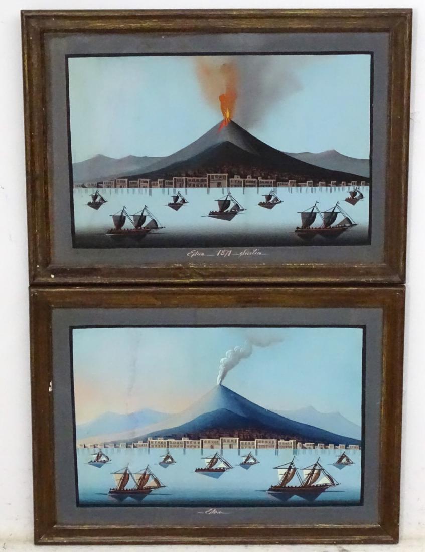 XIX Neapolitan School, Gouaches, a pair, Grand Tour (1 of 6)