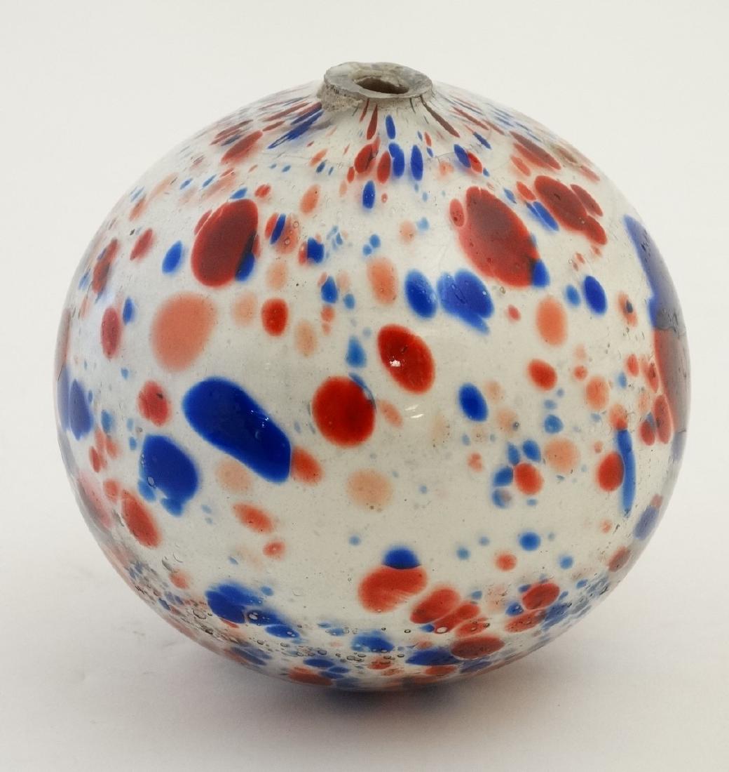 A 19thC Nailsea mottled / splattered glass witches: A 19thC Nailsea mottled / splattered glass witches ball/float approx 4 1/2'' diameter