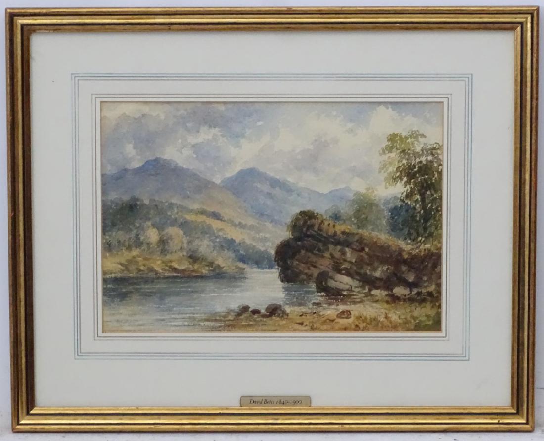 David Bates (1840-1900), Watercolour, A Welsh Lake in: David Bates (1840-1900), Watercolour, A Welsh Lake in the mountains, Labelled lower , bears remnants of old label verso. 8 1/2 x 11 1/2''