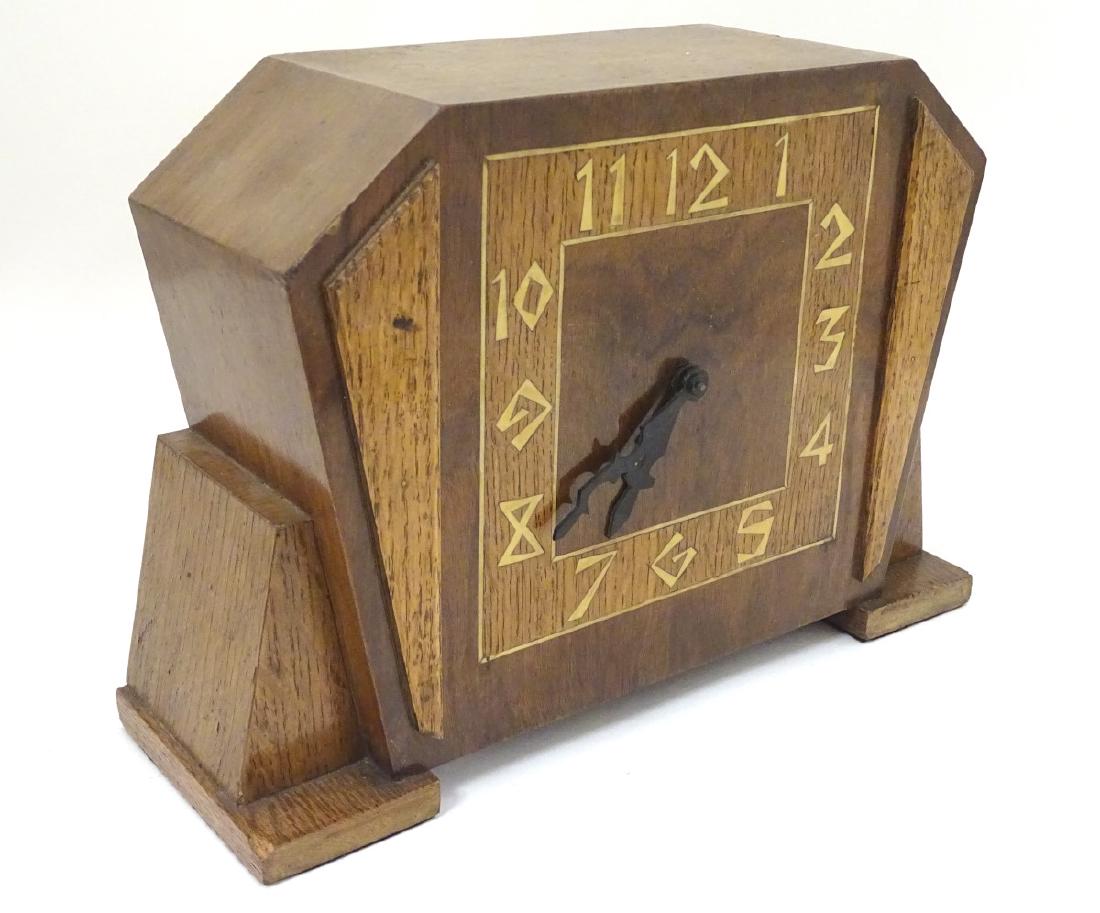 Electric Mantel Clock : a chambers and Tooth 'Chronos ': Electric Mantel Clock : a chambers and Tooth 'Chronos ' mark Art Deco Inlaid Walnut cased square dial mantle clock ( timepiece ), measuring 12 1/3 x 8 1/2'' high