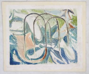 Manner of Rolf Nesch (1893-1975), German / Norwegian: Manner of Rolf Nesch (1893-1975), German / Norwegian Expressionist Art, Aquatint, Abstract, Bears 'R N' within plate lower right. Plate size 9 x 10 7/8''