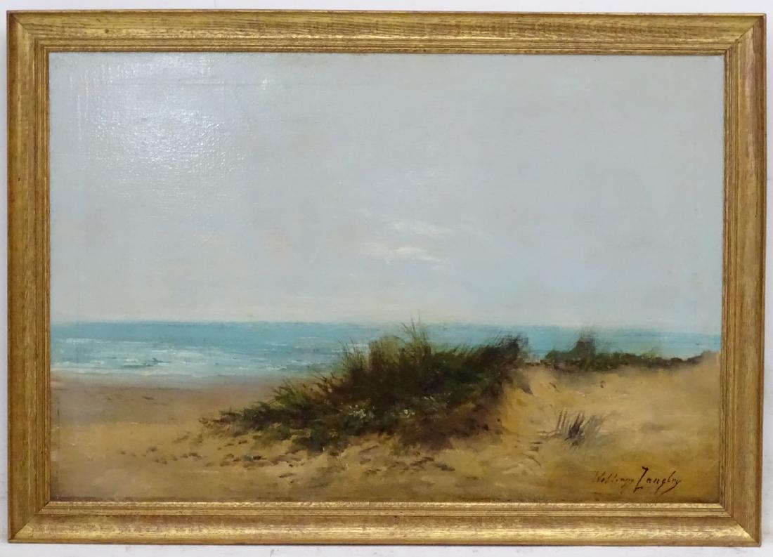 William Langley, XIX-XX, Oil on canvas, Beach view,: William Langley, XIX-XX, Oil on canvas, Beach view, Signed lower right, Bears Charles and JA Smith stamp verso, 16 x 24''