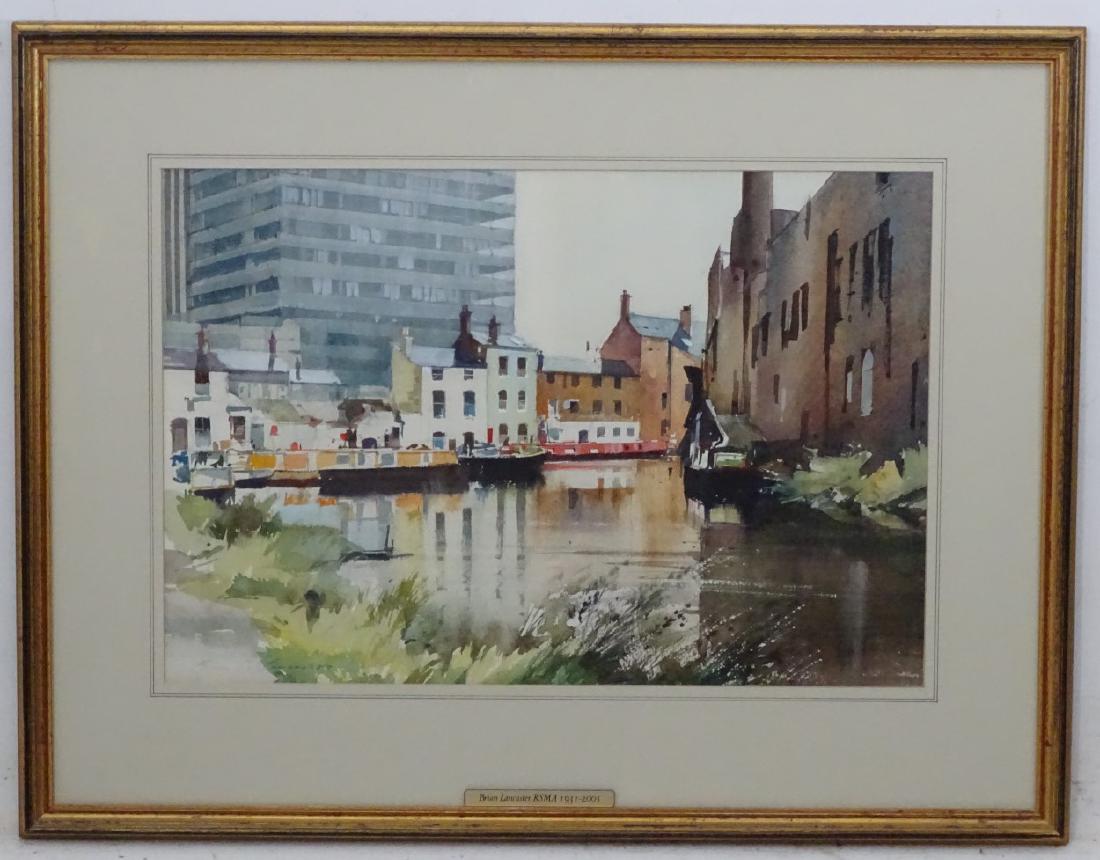 Brian Lancastor (1931-2005), Watercolour, ' Gas Street: Brian Lancastor (1931-2005), Watercolour, ' Gas Street Basin , Birmingham ', Labelled verso and signed lower left. Aperture 11 3/4 x 17 1/3''