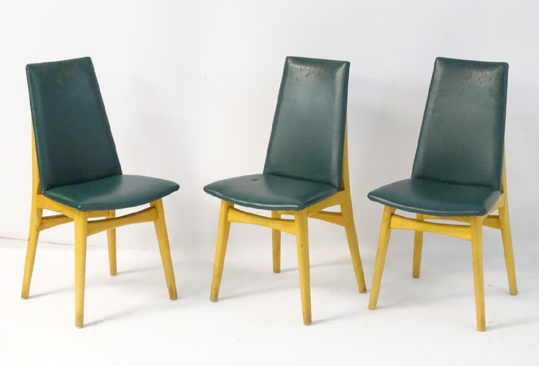 Vintage Retro : A set of 3 British 1960's Ercol ?: Vintage Retro : A set of 3 British 1960's Ercol ? kitchen chairs with blonde wood frames.