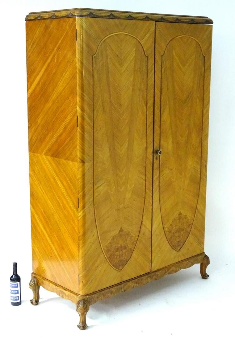 An Early Mid 20thc Walnut Art Deco Compactum Wardrobe Sep 09
