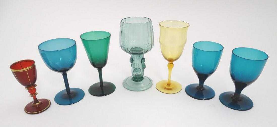 Assorted 19th and 20thC glassware to include various: Assorted 19th and 20thC glassware to include various pedestal glasses, including one by Powell / Whitefriars, approx. 5 3/4'' high. (7) Category: GLASS