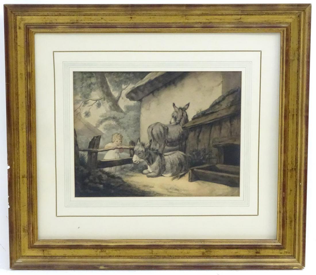 William Ward, After George Morland (1763 - 1804),: William Ward, After George Morland (1763 - 1804), Mezzotint, A Visit to the Donkeys, A young girl and two donkeys. Approx. 13 1/2'' x 17 3/4'' Category: PAINTINGS & PRINTS