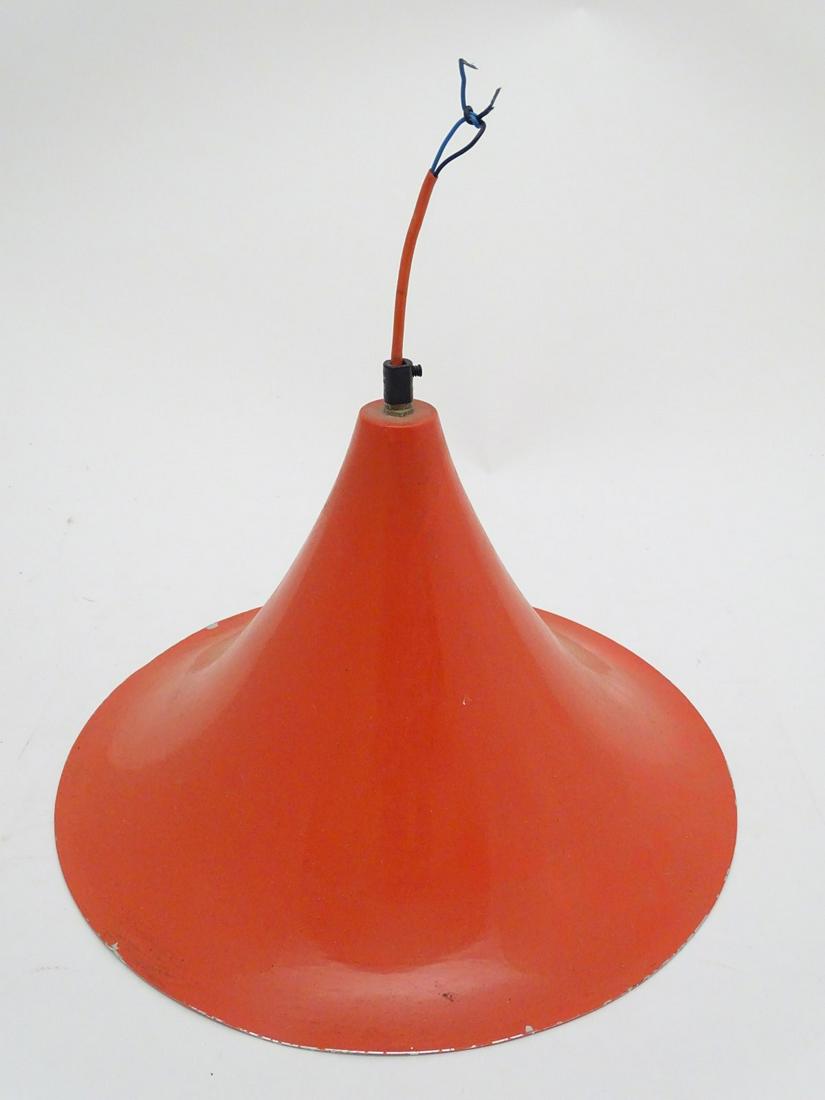 Vintage Retro : a Danish Claus Bonderup and Torsten: Vintage Retro : a Danish Claus Bonderup and Torsten Thorup designed 'Semi' pendant hanging lamp, in burnt orange livery, 15 1/4'' diameter. Category: RETRO / VINTAGE FURNISHINGS