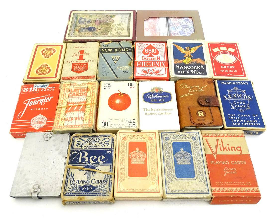 Toys: A quantity of assorted playing cards / pack of: Toys: A quantity of assorted playing cards / pack of cards and games, to include The New York Consolidated Card Company Bee playing cards, Crown playing cards, Rothman's King Size tobacco advertising 