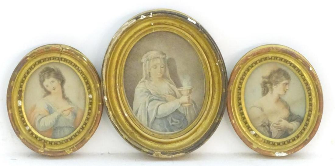 Francesco Bartolozzi (1727-1815), Italian School,: Francesco Bartolozzi (1727-1815), Italian School, Stipple engravings on paper in oval frames, Liberality after Giovanni Battista Cipriani, and Sincerity, after Angelica Kauffman, both personified by a