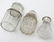 Three glass scent bottles with silver lids/collars. - 2