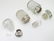 Three glass scent bottles with silver lids/collars. - 7