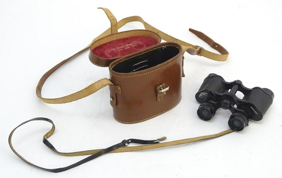 A pair of 'Imperator' 8x26 binoculars / field glasses,: A pair of 'Imperator' 8x26 binoculars / field glasses, in a fitted leather case marked Sir John Bennett, London. 5 3/4" wide Condition Report Please Note - we do not make reference to the condition of