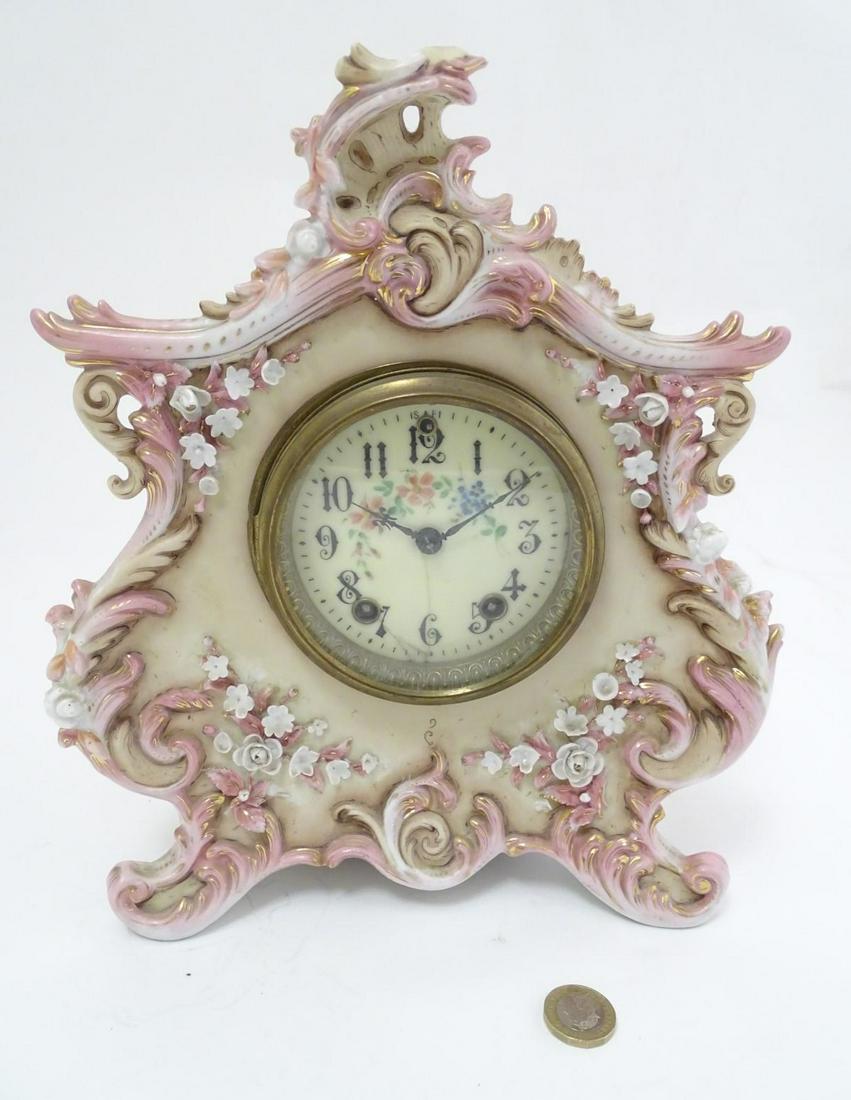 American Pink Porcelain mantel clock: A W Gilbert Clock (1 of 10)
