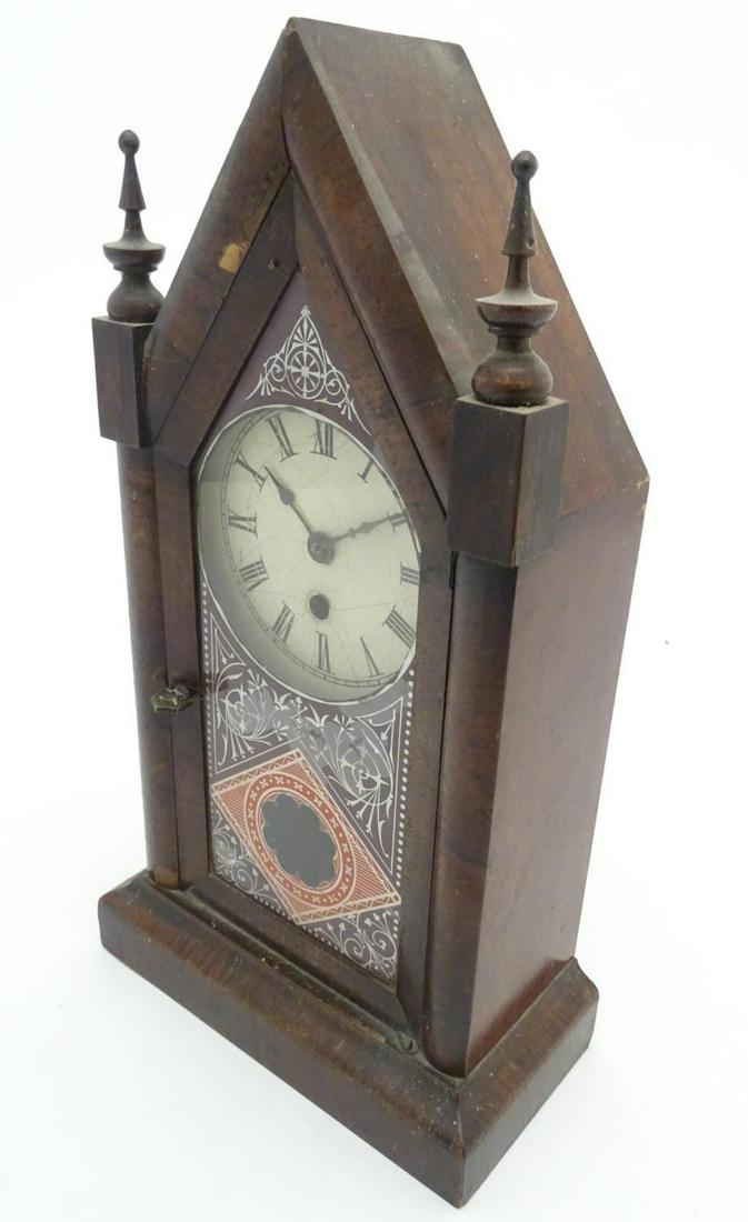 Lancet Mantel Clock: An Ansonia Clock Company walnut: Lancet Mantel Clock: An Ansonia Clock Company walnut cased 30hr clock, with 4 1/4" dial, standing 15 1/4" high