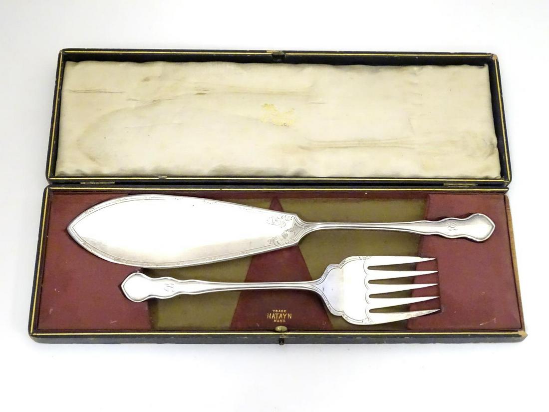 A cased pair of silver plate fish servers c1900 Maker (1 of 5)