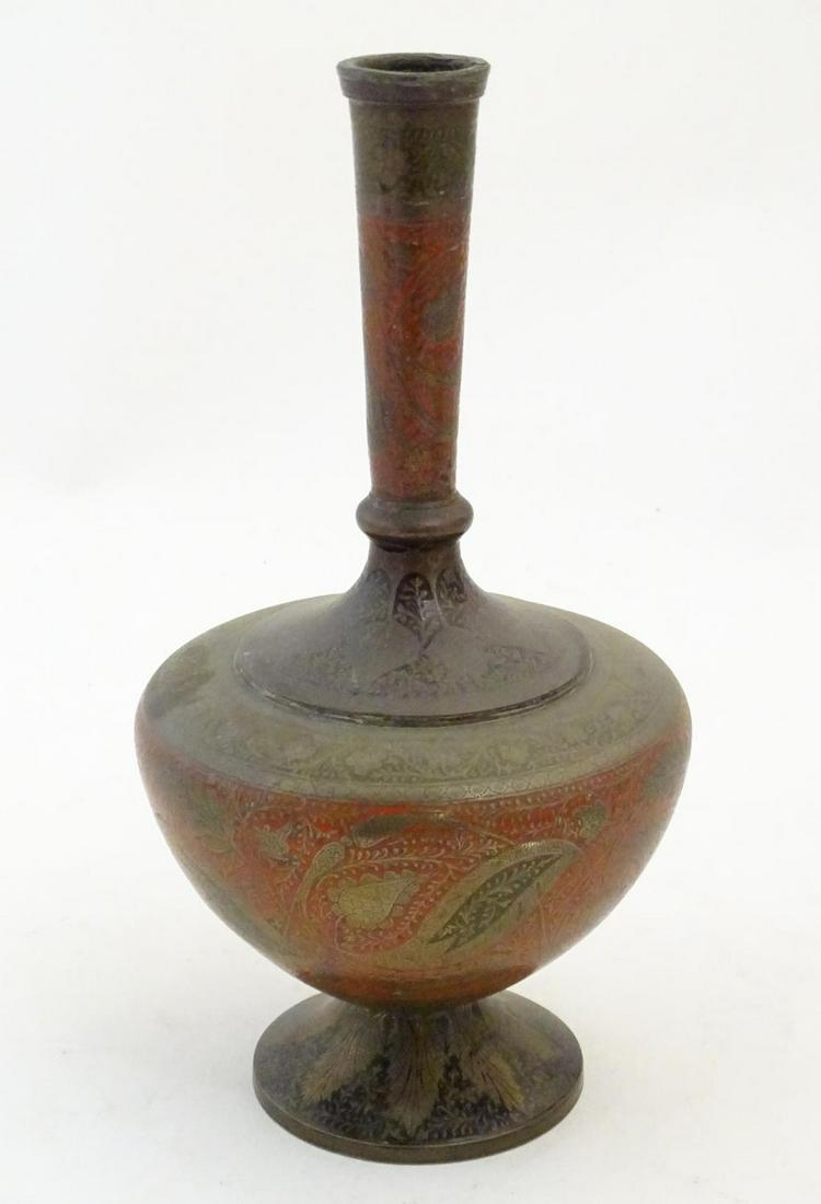 A 19th / 20thC Indian Benares ware brass vase with (1 of 9)