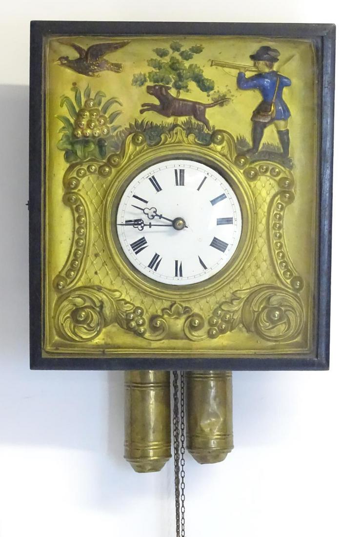 A 19thC Biedermeier clock , the diorama style case with (1 of 5)