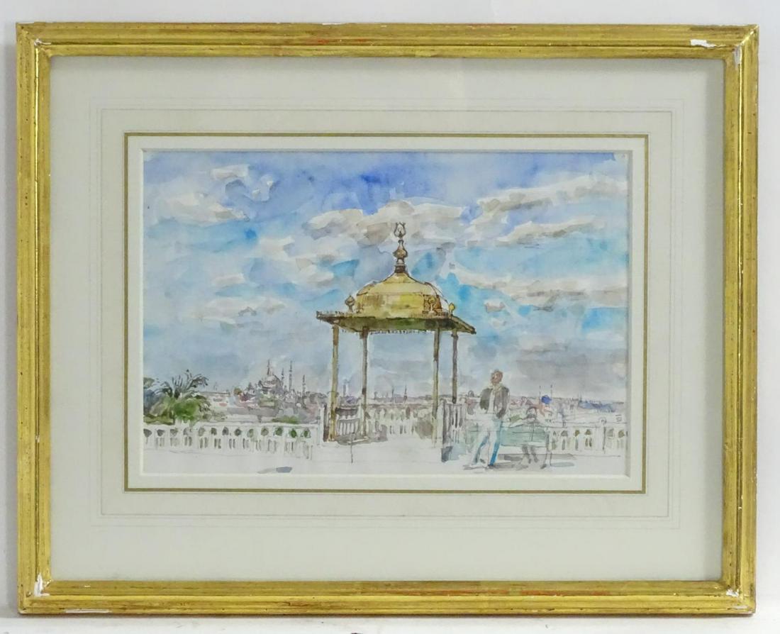 John Ward, 20th century, Watercolour, Istanbul from: John Ward, 20th century, Watercolour, Istanbul from Topkapi Palace, Figures enjoying the view of the city. Ascribed verso. Approx. 6 1/4" x 9 1/4" Category Watercolours