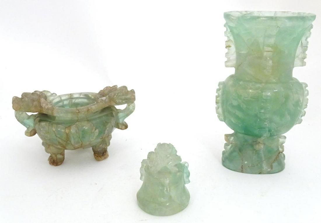 Two Oriental carved hardstone / fluorite items (1 of 10)