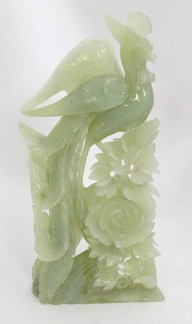 An Oriental soapstone carving depicting a pheasant bird (1 of 6)