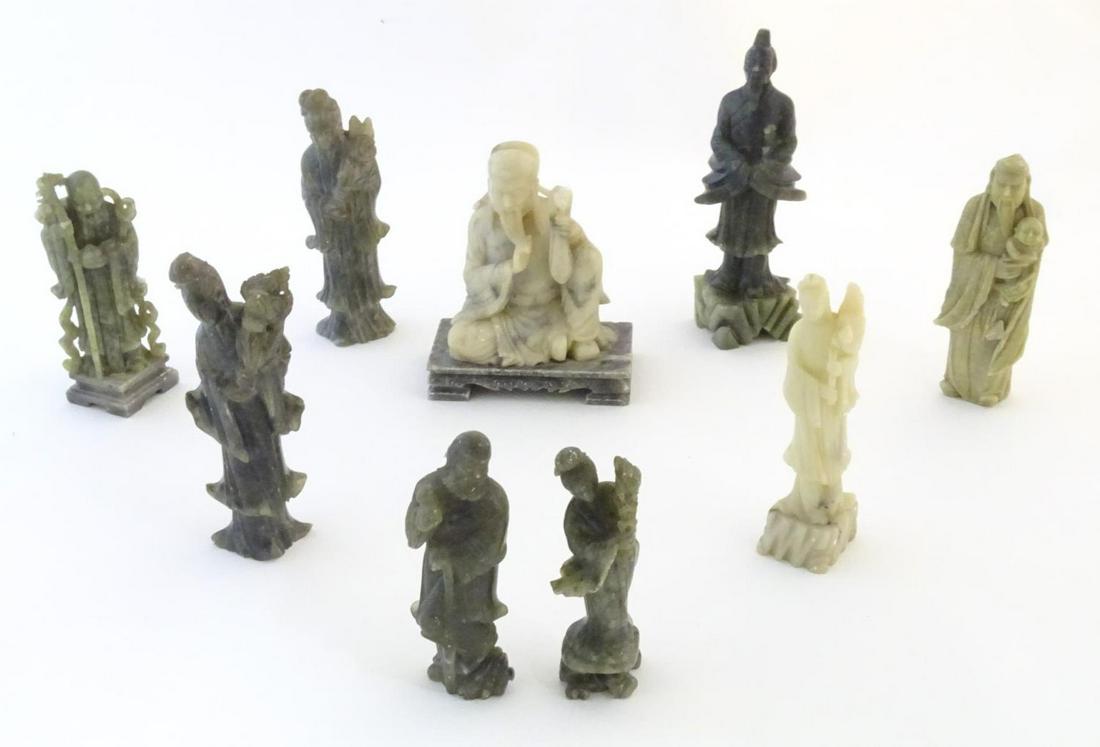 A quantity of Oriental carved soapstone figures to (1 of 10)