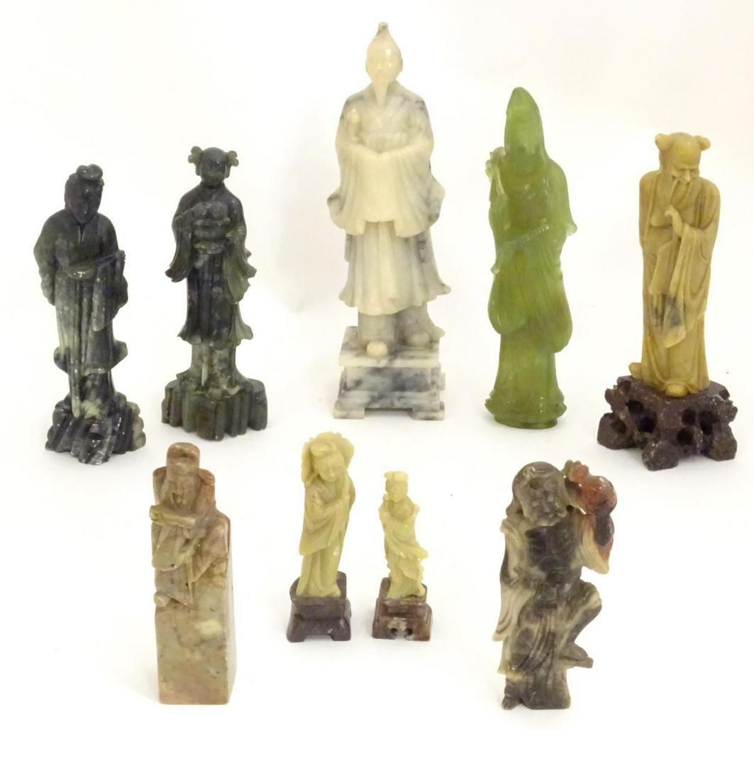A quantity of assorted Oriental soapstone carvings to (1 of 10)