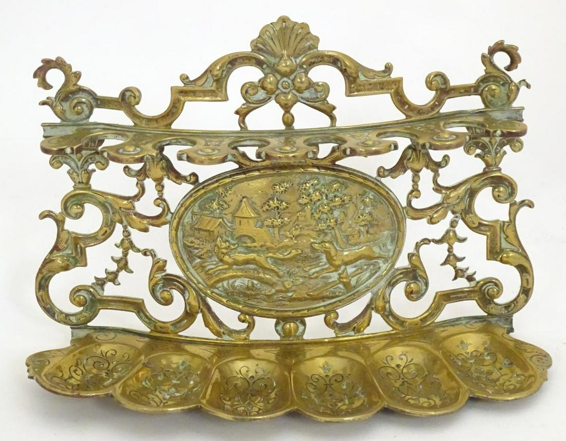 A 19thC brass pipe rack / stand with scrolling foliate (1 of 6)