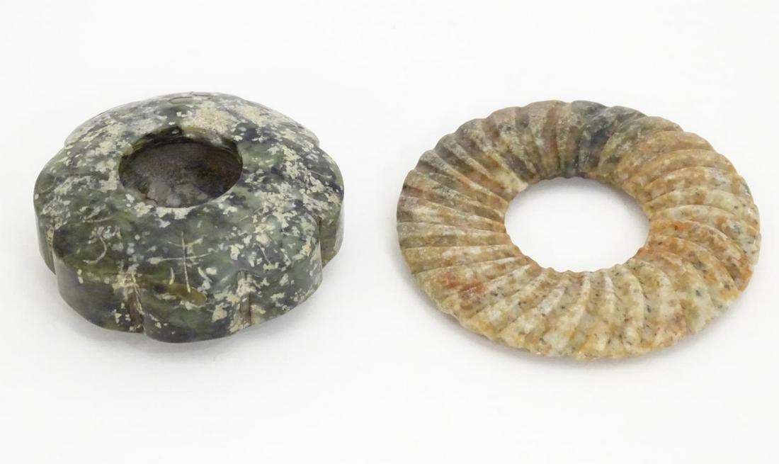 Two Oriental carved soapstone items, comprising a brush (1 of 7)