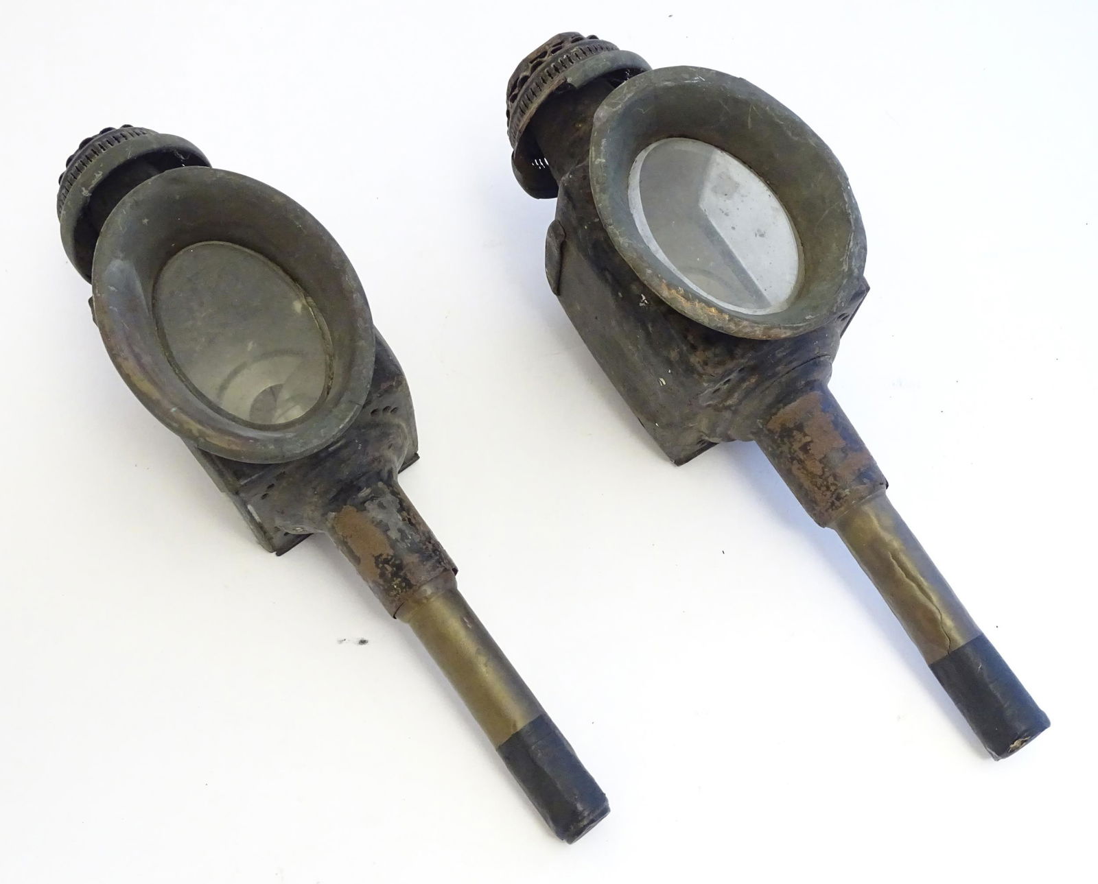 Two 19thC carriage lamps. Approx. 17 1/2" (2) (1 of 8)