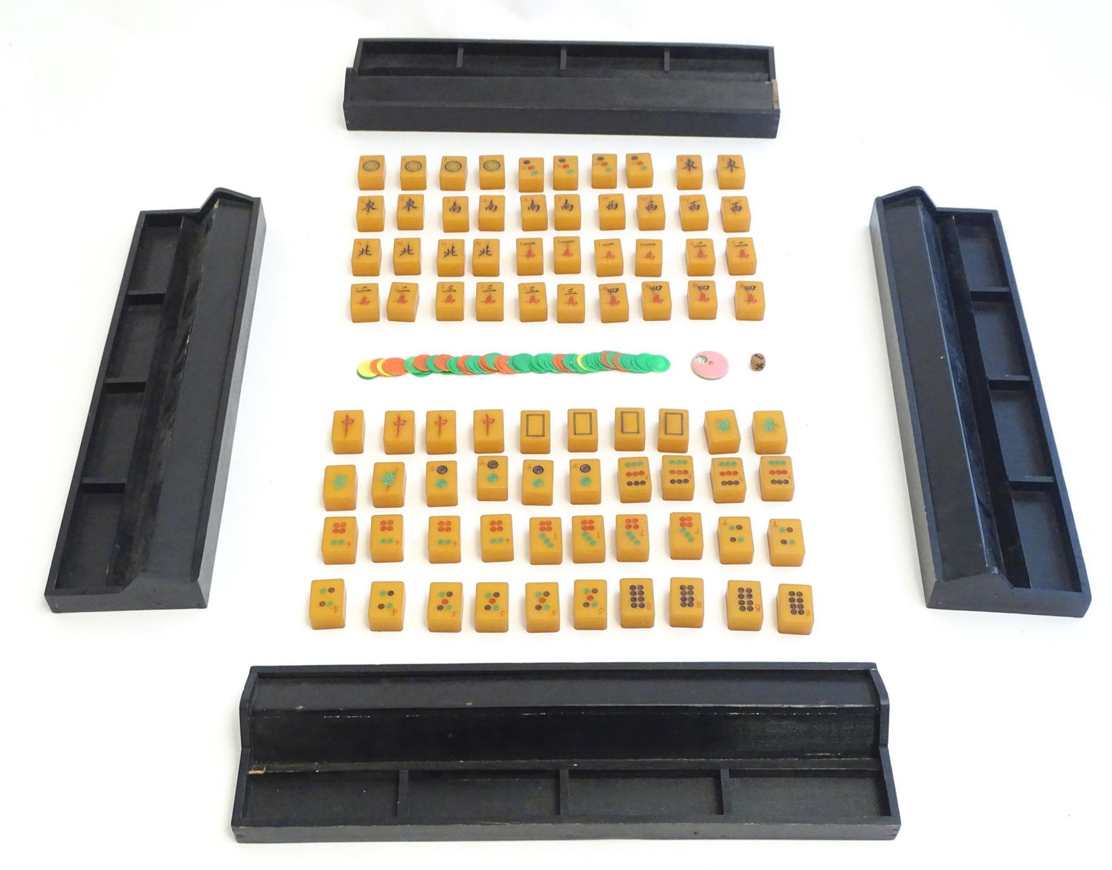 Toys: Early 20thC Bakelite / Catalin mahjong tiles and (1 of 9)