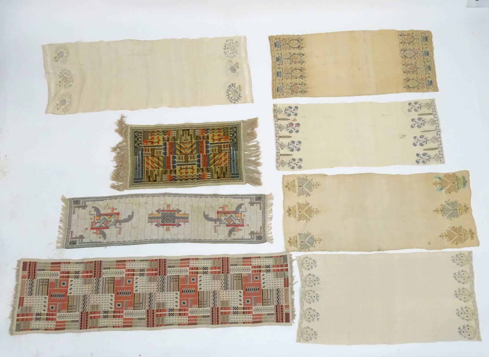 Five 19thC Turkish towels with embroidered floral and (1 of 9)