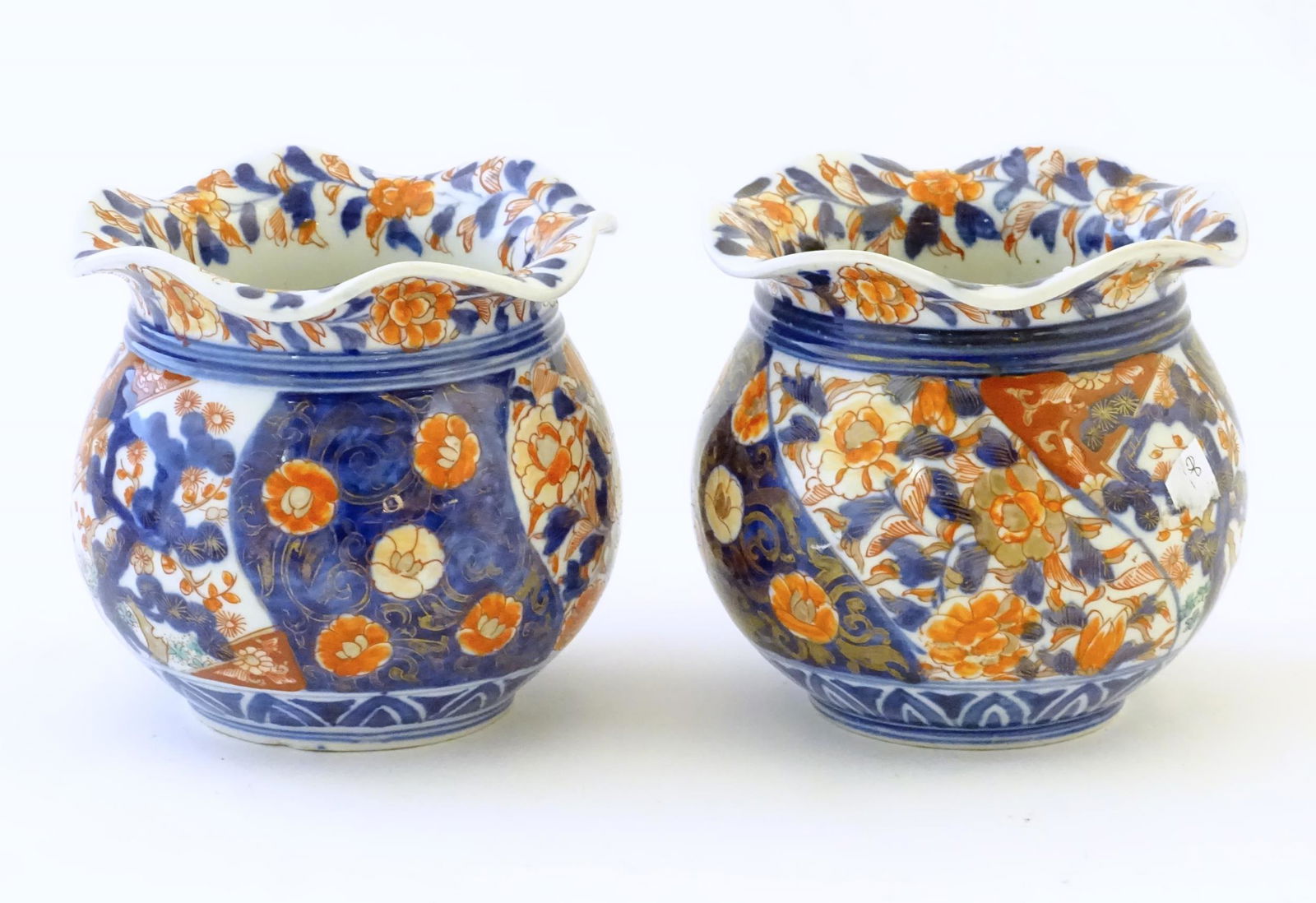 Two Oriental vases of bulbous form with flared rims (1 of 7)